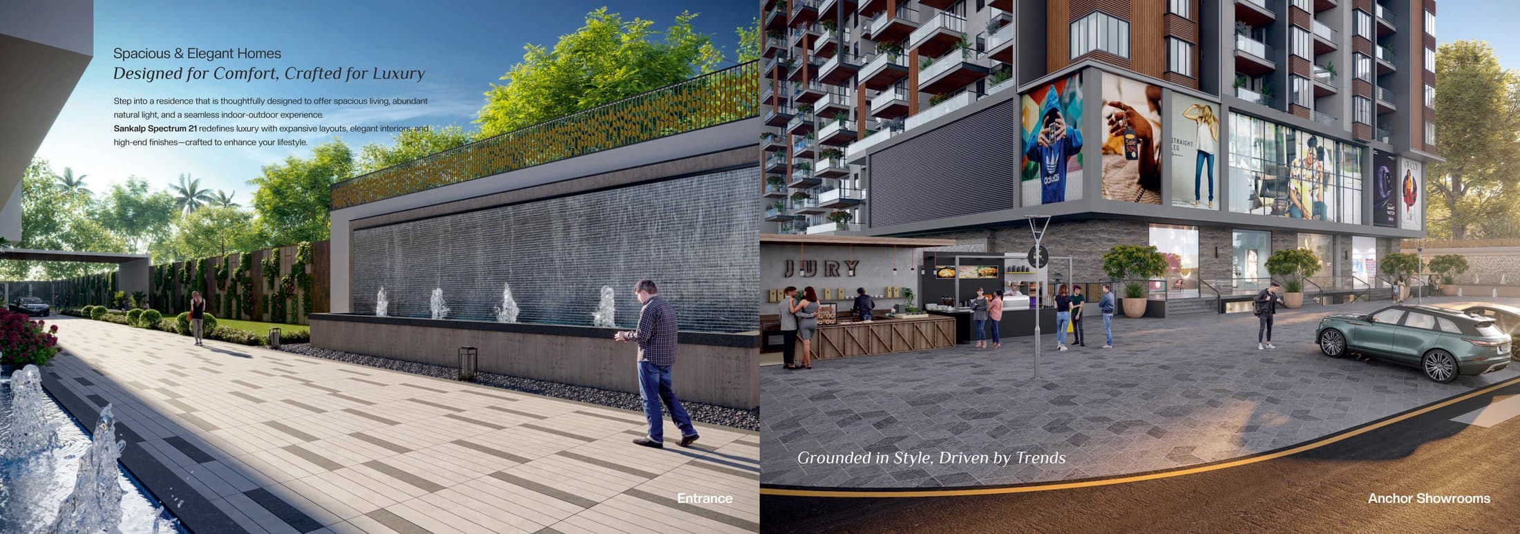 Spectrum 21 entrance and retail frontage artistic impression
