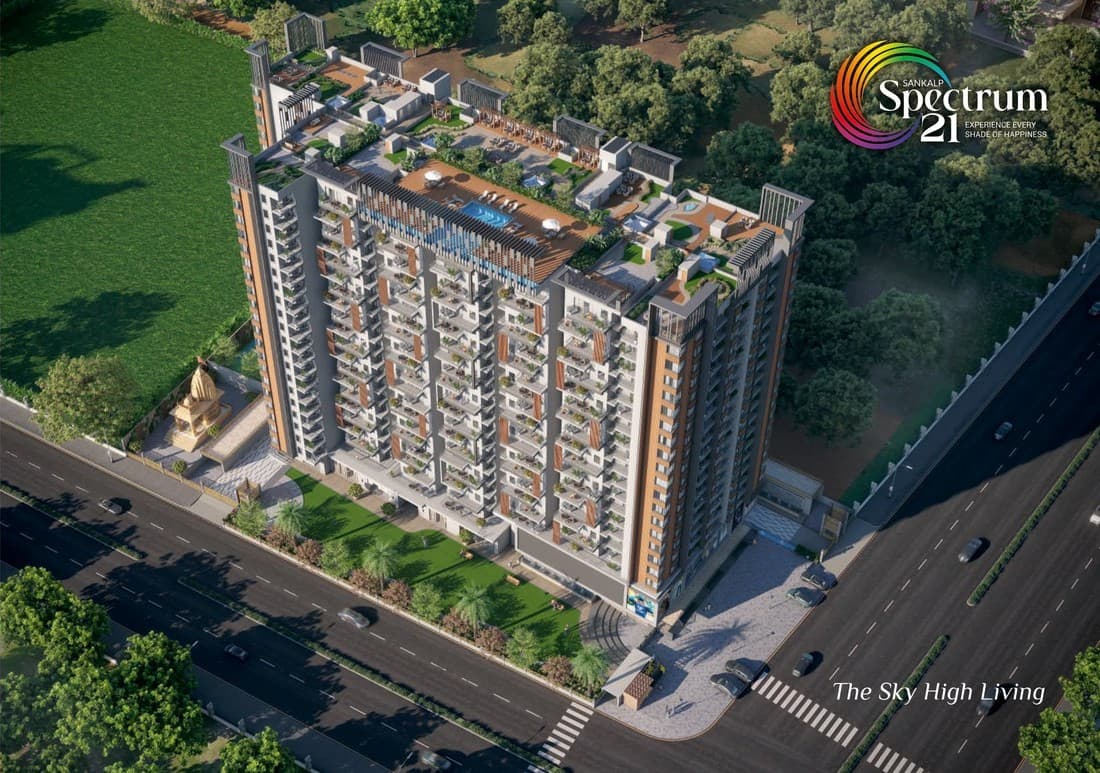 Aerial render of Sankalp Spectrum 21 on Sirsi Road near Vaishali Nagar Jaipur